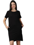 Women Casual Black T Shirt Dresses