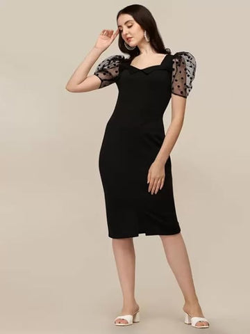 Bodycon Western Black Dress for Women