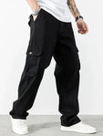 Wolves Black Baggy Men Cargo Jeans