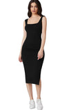 Paris Square Neck Sleeveless Black Bodycon Dress