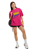 Women's Cotton Oversized Fit Half Sleeve Oversized  Pink Tshirt