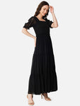 Black Designer Georgette Solid Dresses for Women